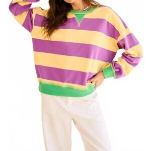NEW THE GREII striped sweatshirt in purple/yellow